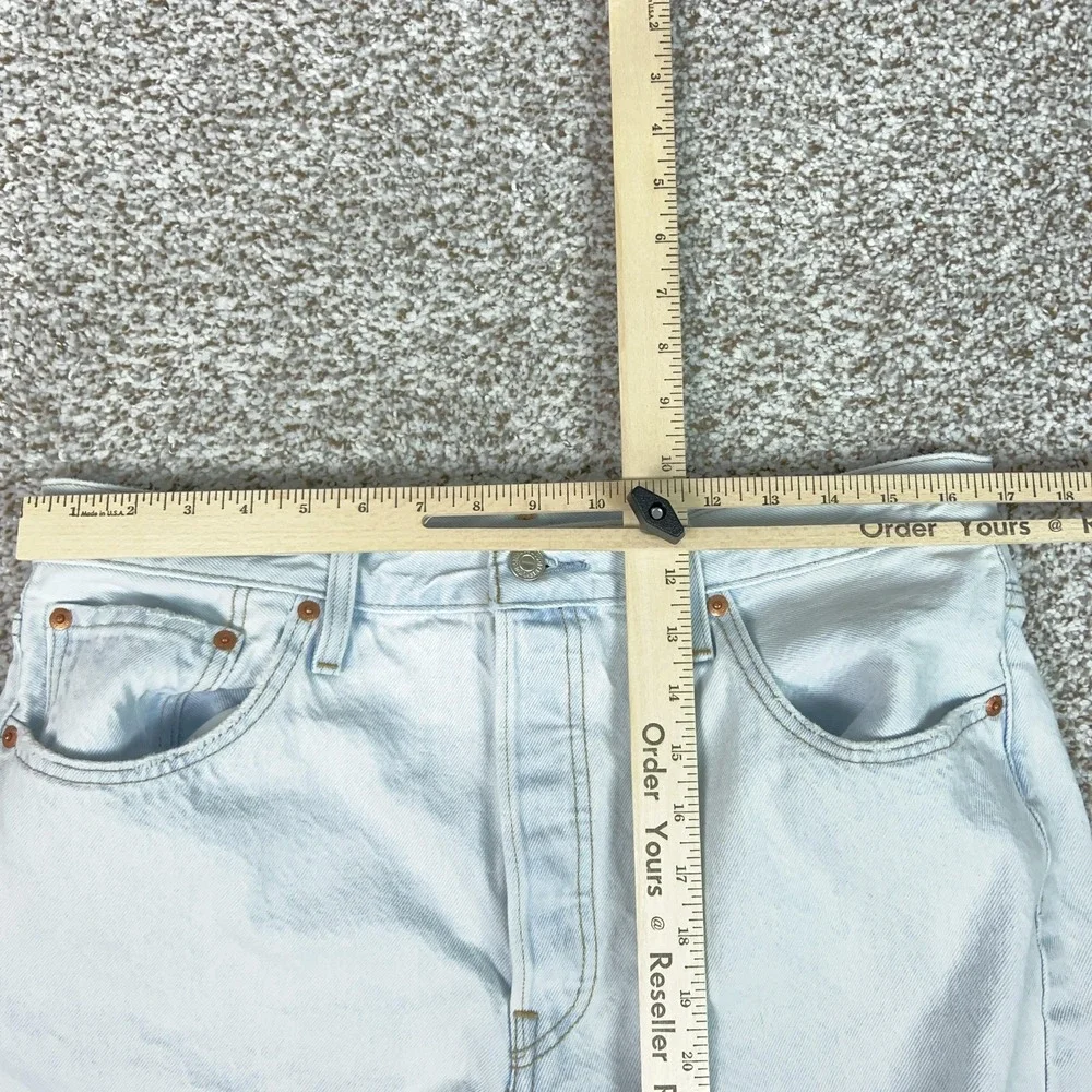 Levis 501 Shorts Womens 33 Blue‎ Denim High Rise Distressed Button Fly Cutoff